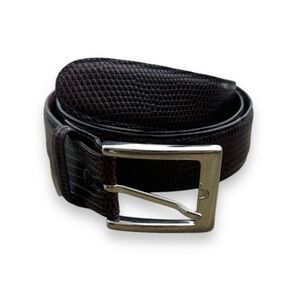 TORINO LEATHER Ringmark Lizard Belt in Cognac